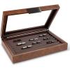 imageCufflink Box for Men  Holds 70 Cufflinks  Luxury Display Jewelry Case Design  Metal Buckle Holder Large Glass TopBrown
