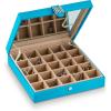 imageEarring Organizer  Classic 25 Section Jewelry BoxCaseHolder for Earrings Rings Necklaces Jewelry Cufflinks or Collections 25 Small Compartments with Elegant Large Mirror  BlackBlue