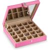 imageEarring Organizer  Classic 25 Section Jewelry BoxCaseHolder for Earrings Rings Necklaces Jewelry Cufflinks or Collections 25 Small Compartments with Elegant Large Mirror  BlackPink