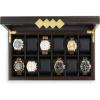 imageLarge 12 Slot Wooden Watch Box For Men  Modern Luxury Case with Gold Buckle ampamp Legs  Glass Display Storage  Mens Organizer  Black Leather Pillow Holder  Brown Walnut Wood12 Slot