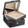 imageRing Box Organizer  54 Slot Classic Jewelry Display Case Holder  Storage Tray with Modern Buckle Closure Large Mirror  for Rings and Cufflinks  Small for Travel  PU leather  Black108 Slots