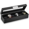 imageWatch Box Organizer for Men  12 Slot Luxurious ampamp Masculine Carbon Fiber Textured Case  Large Watch Holder  Glass Top Watch Display Case  Metal Accents  Watch Cases for Men  BlackBlack