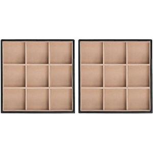 imageJewelry Organizer Tray  Set of 2  Stackable Empty 2 Inch Deep Jewelry Storage Trays wo dividers  Display on Dresser or Drawer  Compatible with Other Glenor Trays  BlackSquare  9 Slot x 2