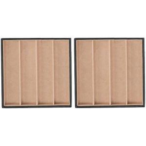 imageJewelry Organizer Tray  Set of 2  Stackable Empty 2 Inch Deep Jewelry Storage Trays wo dividers  Display on Dresser or Drawer  Compatible with Other Glenor Trays  BlackSquare  4 Rectangle Slot x 2