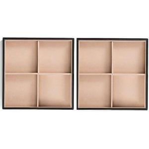 imageJewelry Organizer Tray  Set of 2  Stackable Empty 2 Inch Deep Jewelry Storage Trays wo dividers  Display on Dresser or Drawer  Compatible with Other Glenor Trays  BlackSquare  4 Square Slot x 2