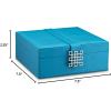 imageJewelry Box Organizer  Small 17 Slot Classic Holder with Modern Closure Large Mirror 2 Trays for Women Girls ampamp Teens  Storage Case for Earring Ring Necklace Bracelet  PU Leather Blue
