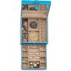 imageJewelry Box Organizer  Small 17 Slot Classic Holder with Modern Closure Large Mirror 2 Trays for Women Girls ampamp Teens  Storage Case for Earring Ring Necklace Bracelet  PU Leather Blue