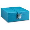 imageJewelry Box Organizer  Small 17 Slot Classic Holder with Modern Closure Large Mirror 2 Trays for Women Girls ampamp Teens  Storage Case for Earring Ring Necklace Bracelet  PU Leather Blue