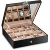 imageWatch Box  15 Slot Classic Watch Case Display Organizer with Modern Buckle Black