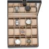 imageWatch Box  15 Slot Classic Watch Case Display Organizer with Modern Buckle Black