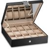 imageWatch Box  15 Slot Classic Watch Case Display Organizer with Modern Buckle Black