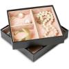 imageJewelry Organizer Tray  Set of 2  Stackable Empty Jewelry Storage Trays wo Dividers  Display on Dresser or Drawer  Compatible with Other Glenor Trays  BlackSquare  3 Slot x 2