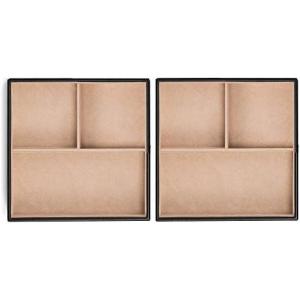 imageJewelry Organizer Tray  Set of 2  Stackable Empty Jewelry Storage Trays wo Dividers  Display on Dresser or Drawer  Compatible with Other Glenor Trays  BlackSquare  3 Slot x 2
