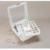 imageCo 28 Section Jewelry Box  2 Layer  Buckle Snap ampamp Magnet Closure  Large Glass Top  Leather Design  Sand  Jewelry Organizer for Women ampamp Girls  for Earring Ring Necklace ampamp BraceletWhite Glass Top