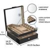 imageCo 28 Section Jewelry Box  2 Layer  Buckle Snap ampamp Magnet Closure  Large Glass Top  Leather Design  Sand  Jewelry Organizer for Women ampamp Girls  for Earring Ring Necklace ampamp BraceletBlack