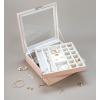 imageCo 28 Section Jewelry Box  2 Layer  Buckle Snap ampamp Magnet Closure  Large Glass Top  Leather Design  Sand  Jewelry Organizer for Women ampamp Girls  for Earring Ring Necklace ampamp BraceletSand Glass Top