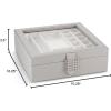imageCo 28 Section Jewelry Box  2 Layer  Buckle Snap ampamp Magnet Closure  Large Glass Top  Leather Design  Sand  Jewelry Organizer for Women ampamp Girls  for Earring Ring Necklace ampamp BraceletGrey Glass Top
