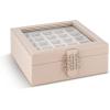 imageEarring Organizer  Classic 50 Section Jewelry BoxCaseHolder for Earrings Rings Necklaces Jewelry Cufflinks or Collections 2 Layer Small Compartments with Large Glass Top  SandSand Glass Top