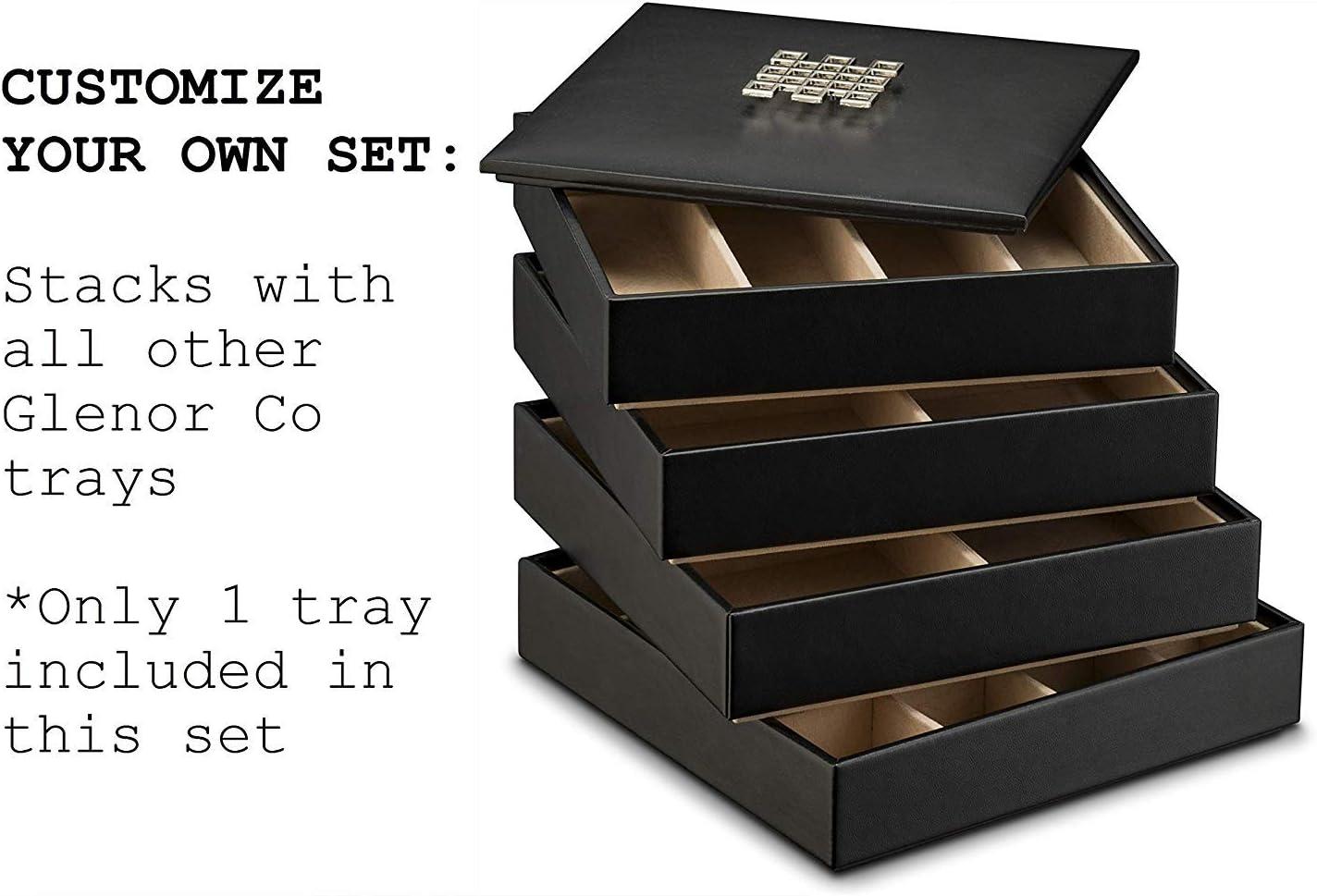 imageJewelry Organizer Tray  Set of 2  Stackable Empty Jewelry Storage Trays wo Dividers  Display on Dresser or Drawer  Compatible with Other Glenor Trays  BlackSquare  Ring Slot