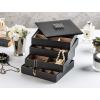 imageJewelry Organizer Tray  Set of 2  Stackable Empty Jewelry Storage Trays wo Dividers  Display on Dresser or Drawer  Compatible with Other Glenor Trays  BlackSquare  4 Trays  Lid Set  45 Slots