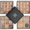 imageJewelry Organizer Tray  Set of 2  Stackable Empty Jewelry Storage Trays wo Dividers  Display on Dresser or Drawer  Compatible with Other Glenor Trays  BlackSquare  4 Trays  Lid Set  45 Slots