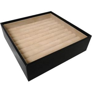 imageJewelry Organizer Tray  Set of 2  Stackable Empty Jewelry Storage Trays wo Dividers  Display on Dresser or Drawer  Compatible with Other Glenor Trays  BlackSquare  Ring Slot