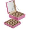 imageGlenor Co Earring Organizer  Classic 50 Section Jewelry BoxCaseHolder for Earrings Rings Necklaces Jewelry Cufflinks or Collections 2 Layer Small Compartments with Large Mirror  PinkPink