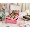 imageGlenor Co Earring Organizer  Classic 50 Section Jewelry BoxCaseHolder for Earrings Rings Necklaces Jewelry Cufflinks or Collections 2 Layer Small Compartments with Large Mirror  PinkPink
