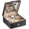 image:imageGlenor Co Watch Box for Women  6 Slot Classic Watch Case Display Organizer with Modern Buckle Closure for Womens Jewelry Watches Womens Storage Boxes Holder Boasts Large Mirror  PU Leather Black