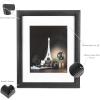 image:imageGlenor Co 8 x 10 Picture Frame with Stand amp Mat for 5x7 Photo  Wall Mount or Table top  Horizontal amp Vertical  PreInstalled Hooks  Modern Display Frames Carbon Fiber Leather Design  BlackBlack